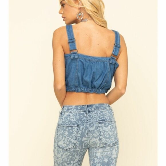 Free People Palm Desert Demin Crop Top Large NWT - Picture 4 of 10